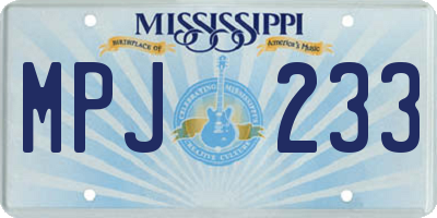 MS license plate MPJ233