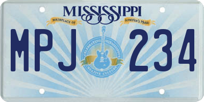 MS license plate MPJ234