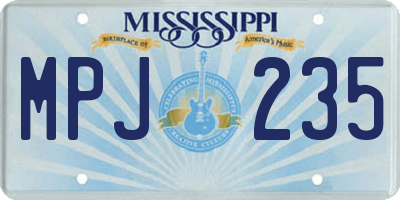 MS license plate MPJ235