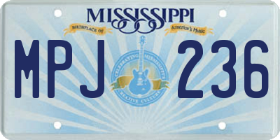 MS license plate MPJ236