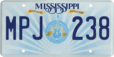 MS license plate MPJ238