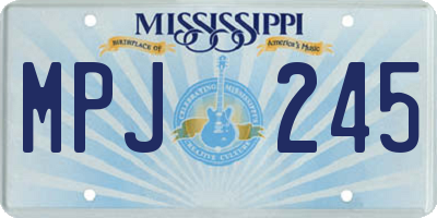MS license plate MPJ245