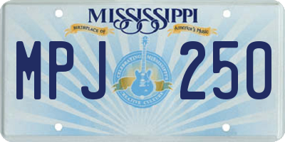 MS license plate MPJ250