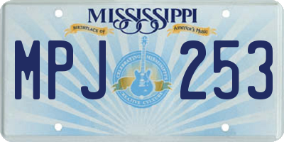 MS license plate MPJ253