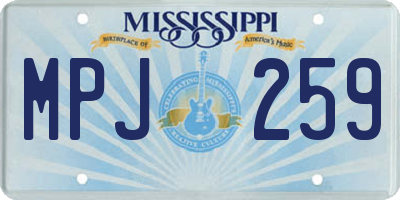 MS license plate MPJ259