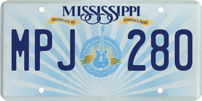 MS license plate MPJ280