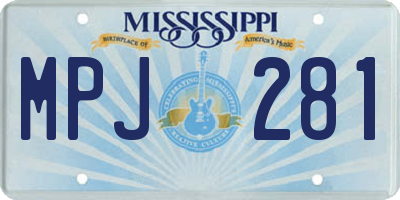 MS license plate MPJ281