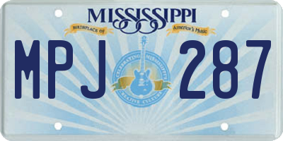 MS license plate MPJ287
