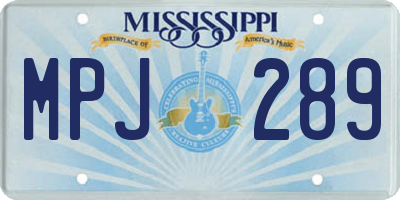 MS license plate MPJ289