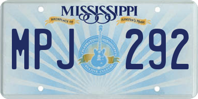 MS license plate MPJ292