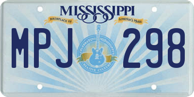 MS license plate MPJ298