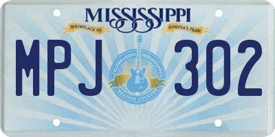 MS license plate MPJ302