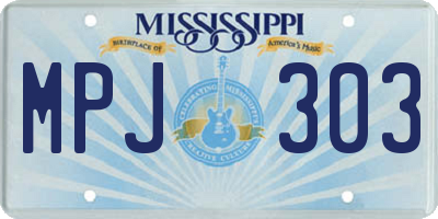 MS license plate MPJ303