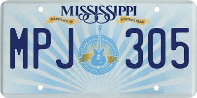 MS license plate MPJ305