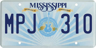 MS license plate MPJ310