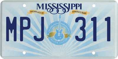 MS license plate MPJ311