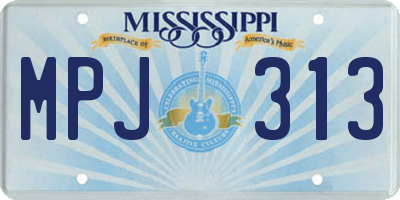 MS license plate MPJ313