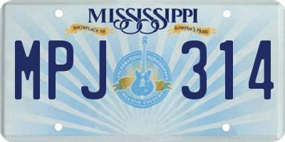 MS license plate MPJ314