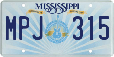 MS license plate MPJ315