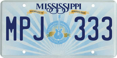 MS license plate MPJ333