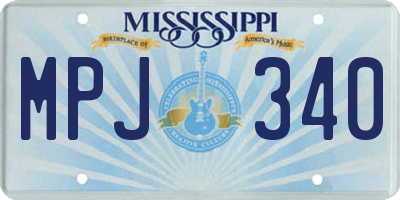 MS license plate MPJ340