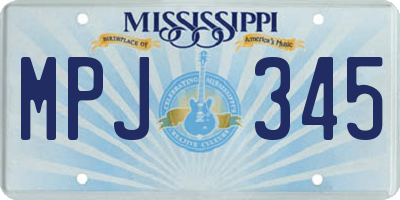 MS license plate MPJ345