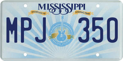 MS license plate MPJ350