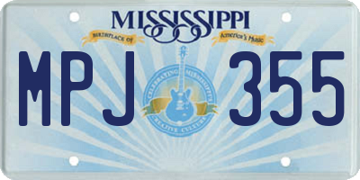 MS license plate MPJ355