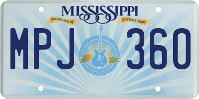 MS license plate MPJ360