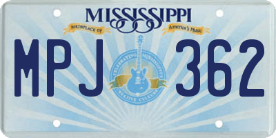 MS license plate MPJ362