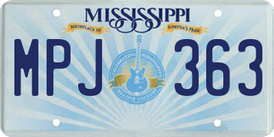 MS license plate MPJ363