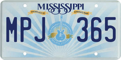 MS license plate MPJ365