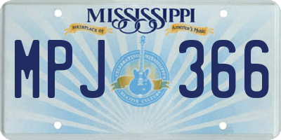 MS license plate MPJ366