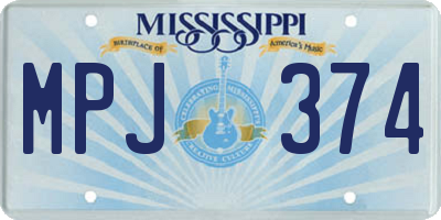 MS license plate MPJ374