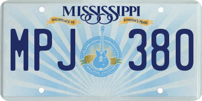 MS license plate MPJ380