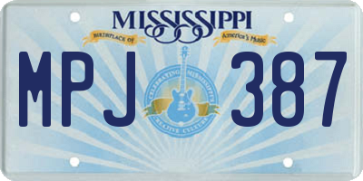 MS license plate MPJ387