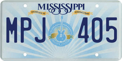 MS license plate MPJ405
