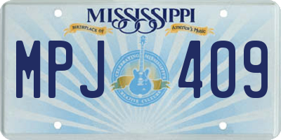 MS license plate MPJ409