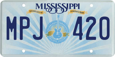 MS license plate MPJ420