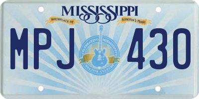 MS license plate MPJ430