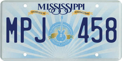 MS license plate MPJ458