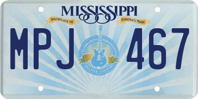 MS license plate MPJ467