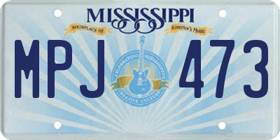 MS license plate MPJ473