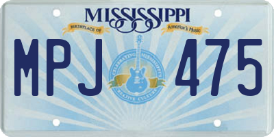MS license plate MPJ475