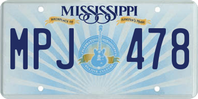 MS license plate MPJ478