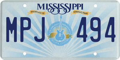 MS license plate MPJ494
