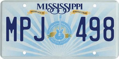 MS license plate MPJ498