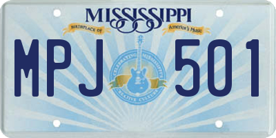 MS license plate MPJ501