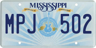 MS license plate MPJ502