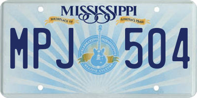 MS license plate MPJ504